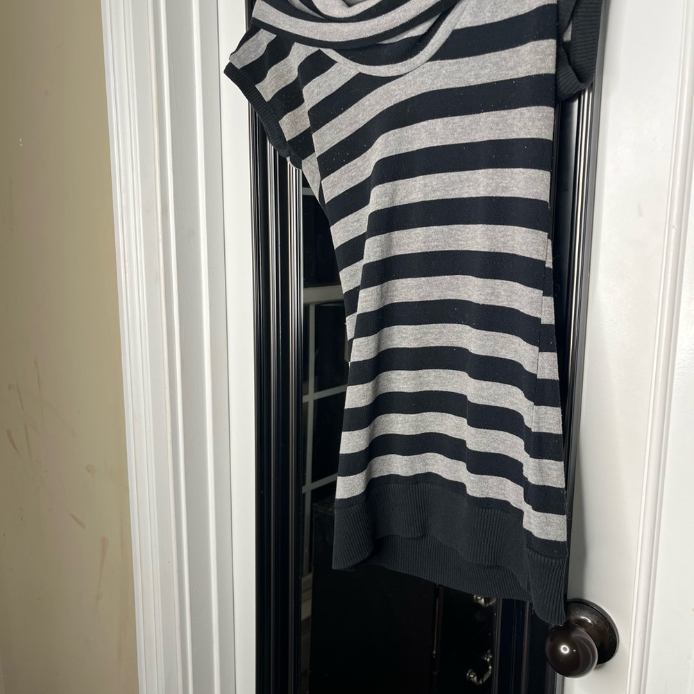 Striped Black and Gray Women's Top